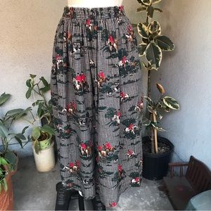 CHARTER CLUB | Vintage Horse Girl L Cotton Equestrian Houndstooth Maxi Skirt